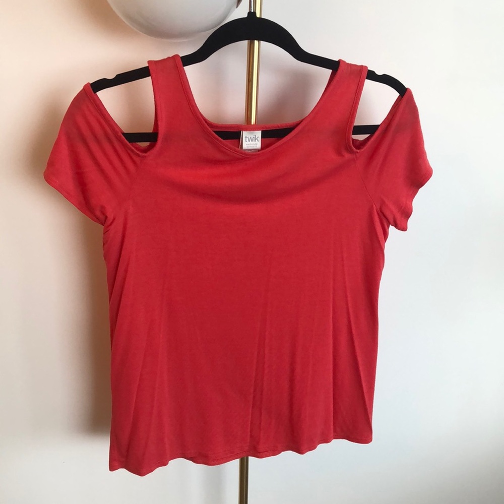 Red Cold Shoulder Tee - Medium